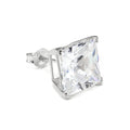 Sterling Silver Square CZ Crystal Mens Single Ear Stud - 4 -10mm