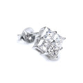 Sterling Silver Quad Clear 6mm CZ Crystal Mens Ear Stud