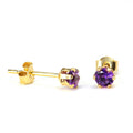 9ct Gold & 3mm Round Gemstone Stud Earrings