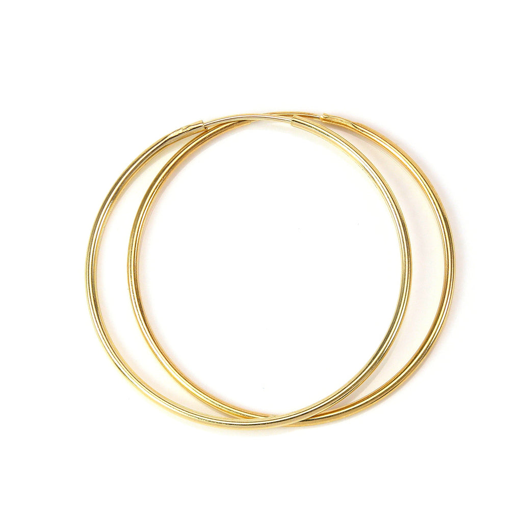 9ct Gold 21mm Lightweight Sleeper Hoop Earrings - Plain - Diamond Cut - Hoops - Sleepers