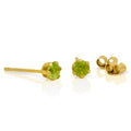 9ct Gold & 3mm Round Gemstone Stud Earrings