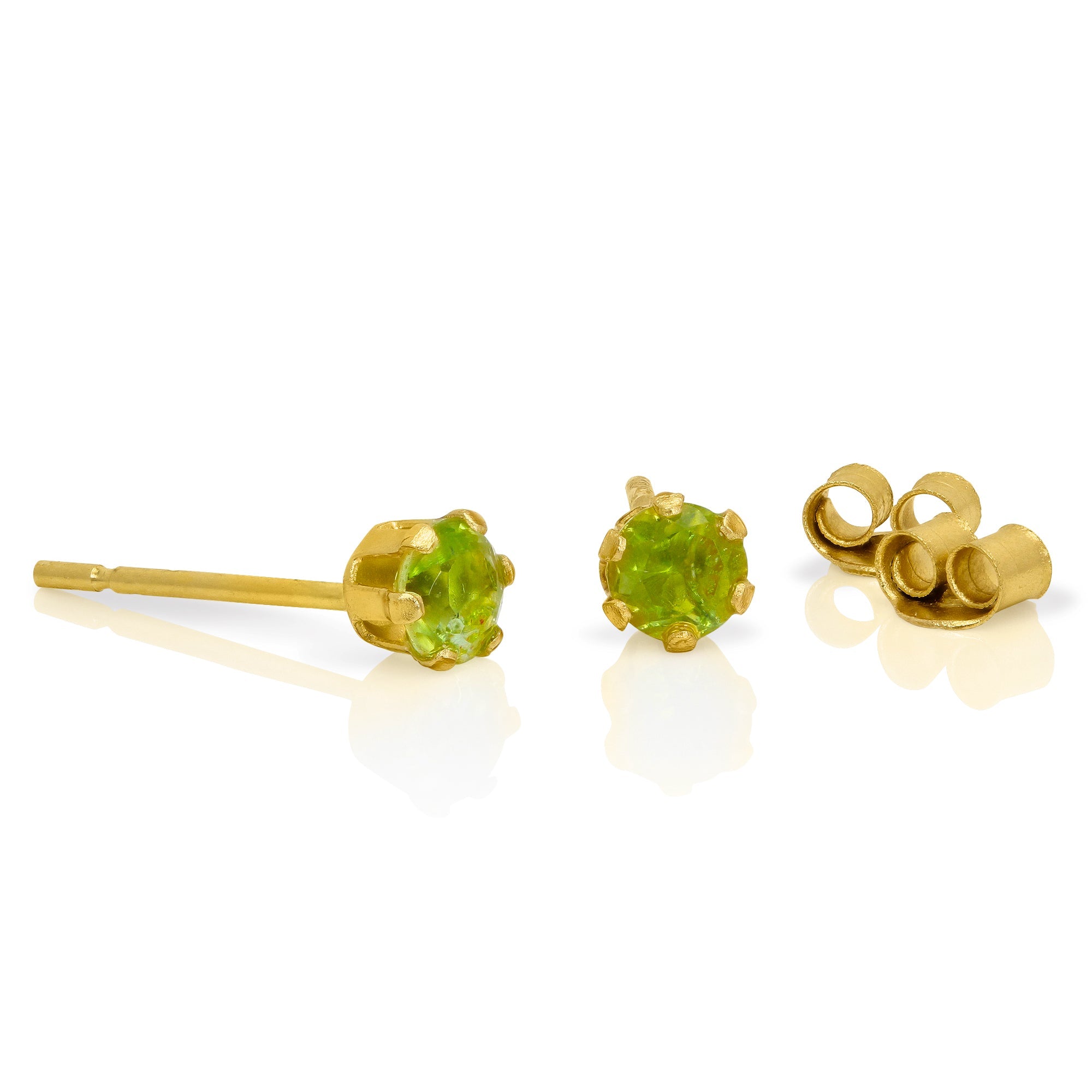 9ct Gold & 3mm Round Gemstone Stud Earrings