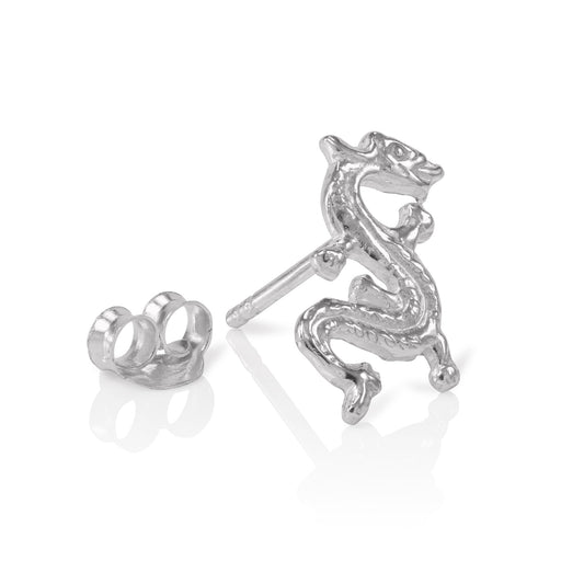 Sterling Silver Mens Dragon Single Ear Stud Earring