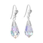Sterling Silver & Crystal Drop Wire Earrings - 6 Colours