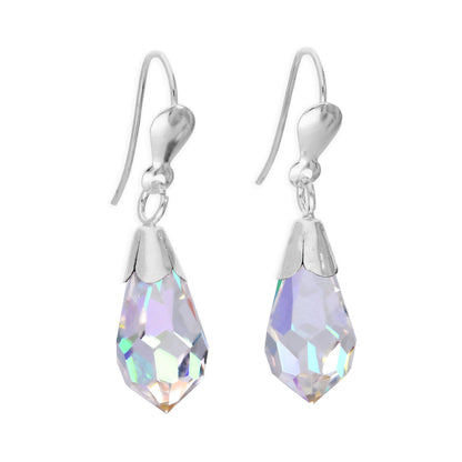 Sterling Silver & Crystal Drop Wire Earrings - 6 Colours