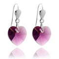 Sterling Silver & CZ Crystal 10mm Heart Earrings - 5 Colours