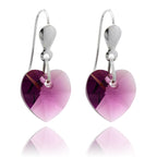 Sterling Silver & CZ Crystal 10mm Heart Earrings - 5 Colours