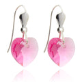 Sterling Silver & CZ Crystal 10mm Heart Earrings - 5 Colours