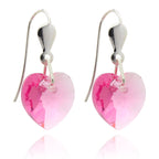 Sterling Silver & CZ Crystal 10mm Heart Earrings - 5 Colours