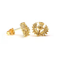 9ct Gold Scottish Thistle Stud Earrings