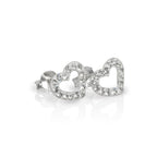 Sterling Silver & CZ Crystal Encrusted Open Heart Stud Earrings - 6 Colours