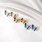 Sterling Silver & Enamel Flat Butterfly Stud Earrings