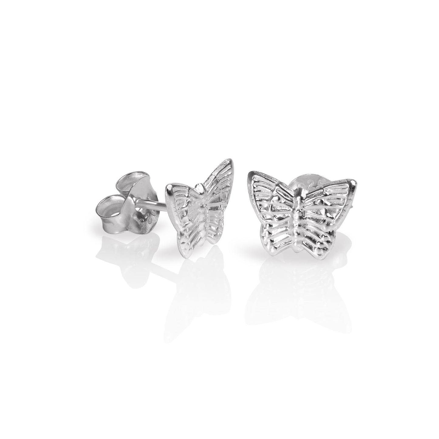 Sterling Silver Flat Butterfly Stud Earrings