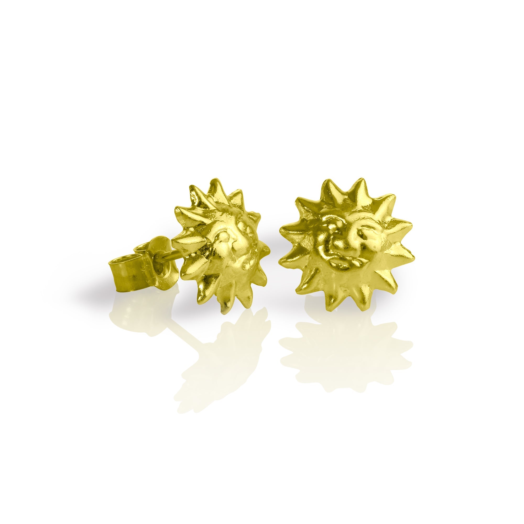 9ct Gold Sun Face Stud Earrings