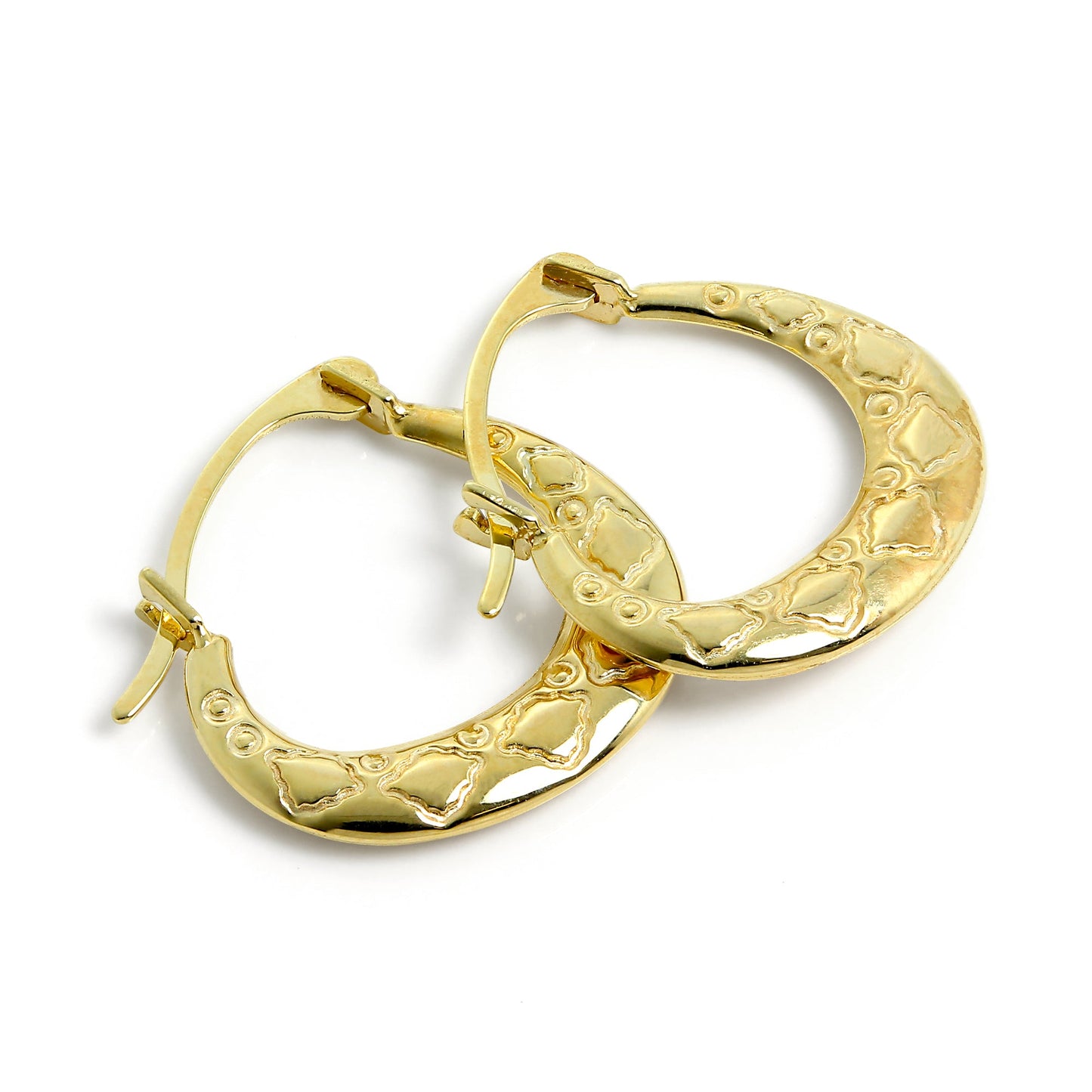 Small 9ct Gold Patterned Creole Hoop Earrings
