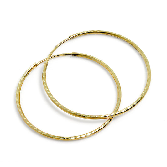 Lightweight 9ct Gold Diamond Cut 18mm Sleeper Hoop Earrings