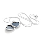 Sterling Silver Heart Locket with Matt Hearts on Chain