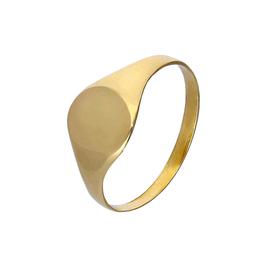 9ct Gold Engravable Teenage Oval Signet Ring Size F - M