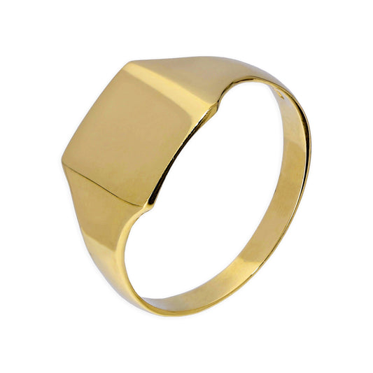 9ct Gold Engravable Gents Large Square Signet Ring Size R - W