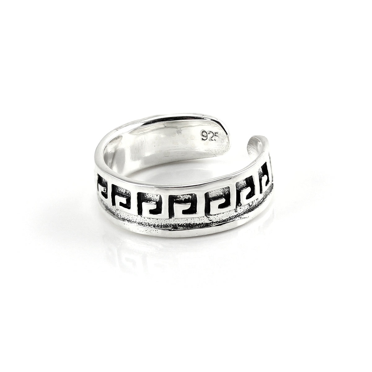 Sterling Silver 5mm Band Geometric Patterned Toe Ring