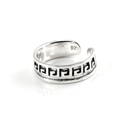 Sterling Silver 5mm Band Geometric Patterned Toe Ring