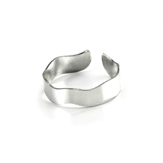 Sterling Silver 5mm Band Adjustable Wavy Toe Ring