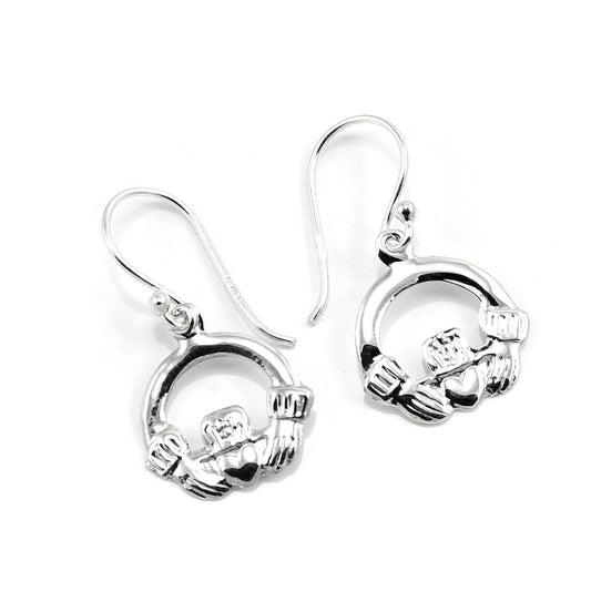 Sterling Silver Celtic Claddagh Drop Earrings