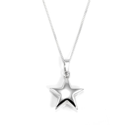 Sterling Silver Puffed Star Pendant Necklace