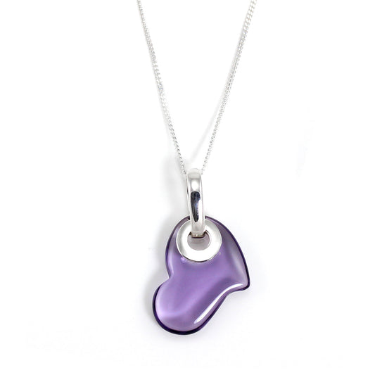 Sterling Silver & Purple Quartz Gemstone Heart Pendant