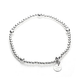 Sterling Silver Stretchy Beaded Charm Bracelet