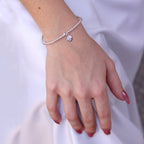 Sterling Silver Stretchy Beaded Charm Bracelet