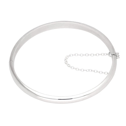 Sterling Silver Plain Hinged Round Bangle