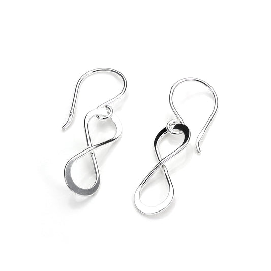 Sterling Silver Plain Infinity Drop Earrings