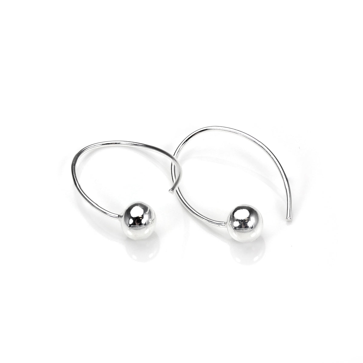 Sterling Silver Ball Loop Wire Drop Earrings