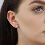 Sterling Silver 8mm Brushed Button Stud Earrings