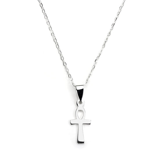 Sterling Silver Small Ankh Cross Pendant Necklace