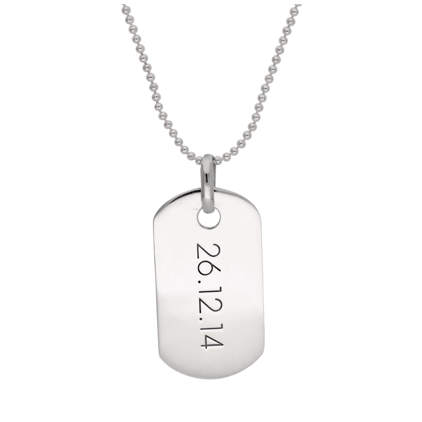 Sterling Silver Plain Engravable Dog Tag Pendant Necklace