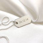 Sterling Silver Plain Engravable Dog Tag Pendant Necklace