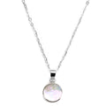 Sterling Silver & Mother of Pearl 10mm Flat Round Pendant Necklace