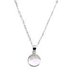 Sterling Silver & Mother of Pearl 10mm Flat Round Pendant Necklace