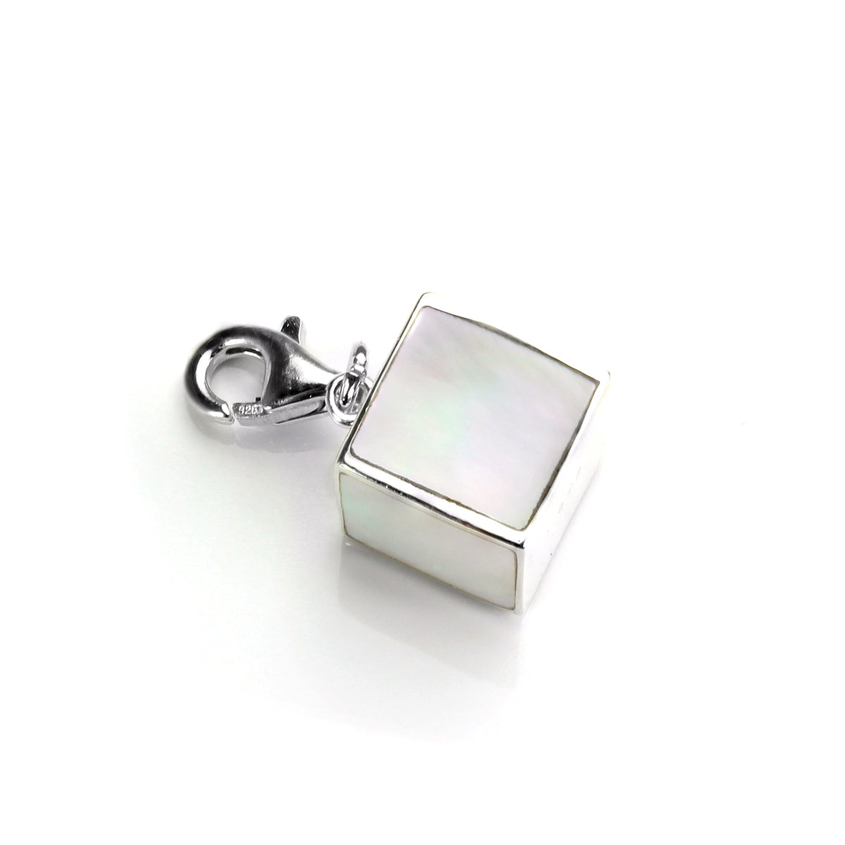 Sterling Silver & Mother of Pearl Cube Clip on Charm