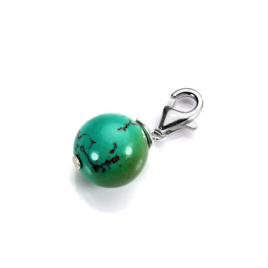 Sterling Silver & 10mm Turquoise Bead Clip on Charm