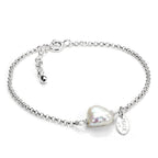 Sterling Silver Rolo Chain Bracelet with Natural Freshwater Pearl