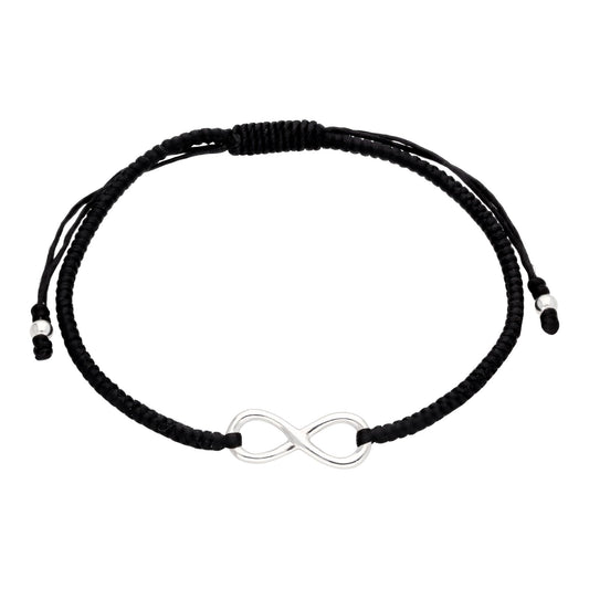 Black Cord Macrame Bracelet & Sterling Silver Infinity Loop - jewellerybox