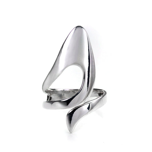 Adjustable Sterling Silver Open Flower Petal Design Ring - jewellerybox