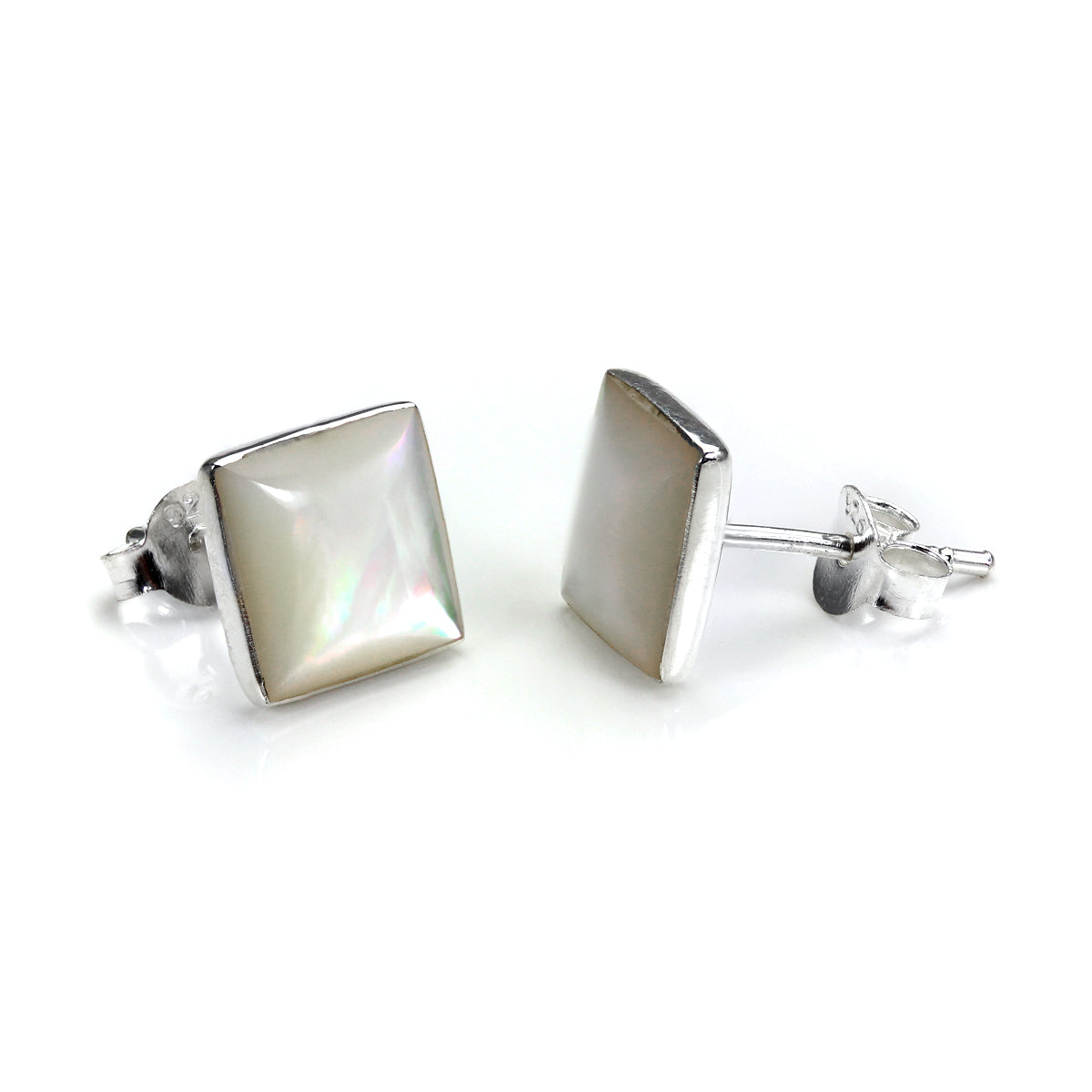 Square Sterling Silver & Mother of Pearl Stud Earrings