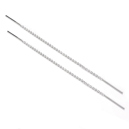Long Sterling Silver Belcher Chain Threader Pull Through Earrings