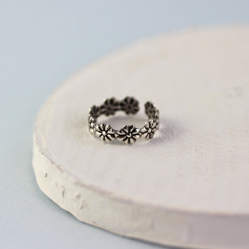 Sterling Silver Daisy Flower Toe Ring