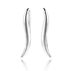 Sterling Silver Wavy Ear Pin Earrings