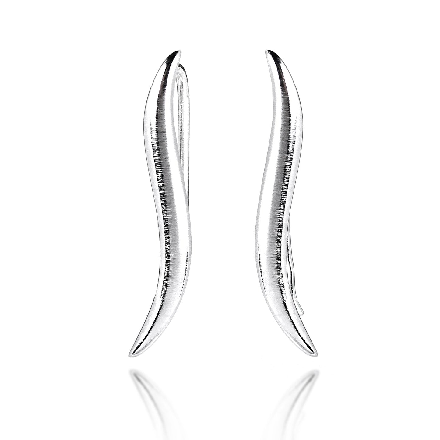 Sterling Silver Wavy Ear Pin Earrings